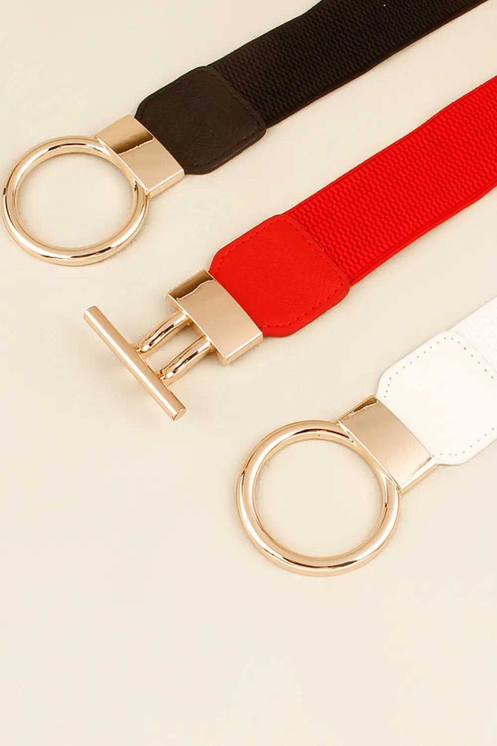 Circle Shape Buckle Zinc Alloy Buckle PU Leather Belt, image 4
