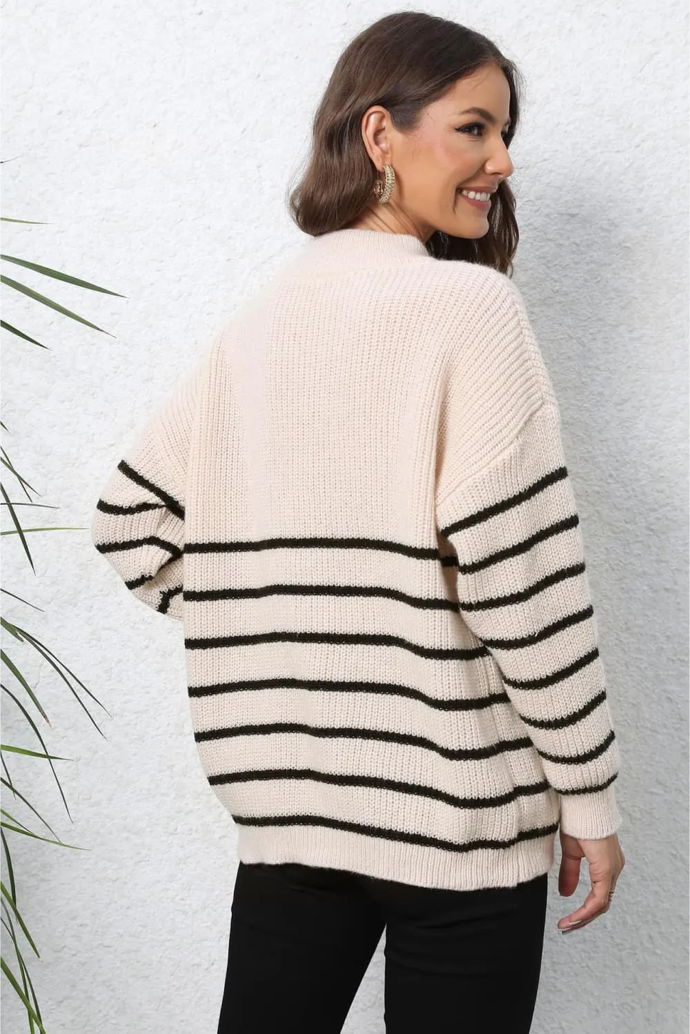 Mock Neck Long Sleeve Zip-Up Sweater, image 2
