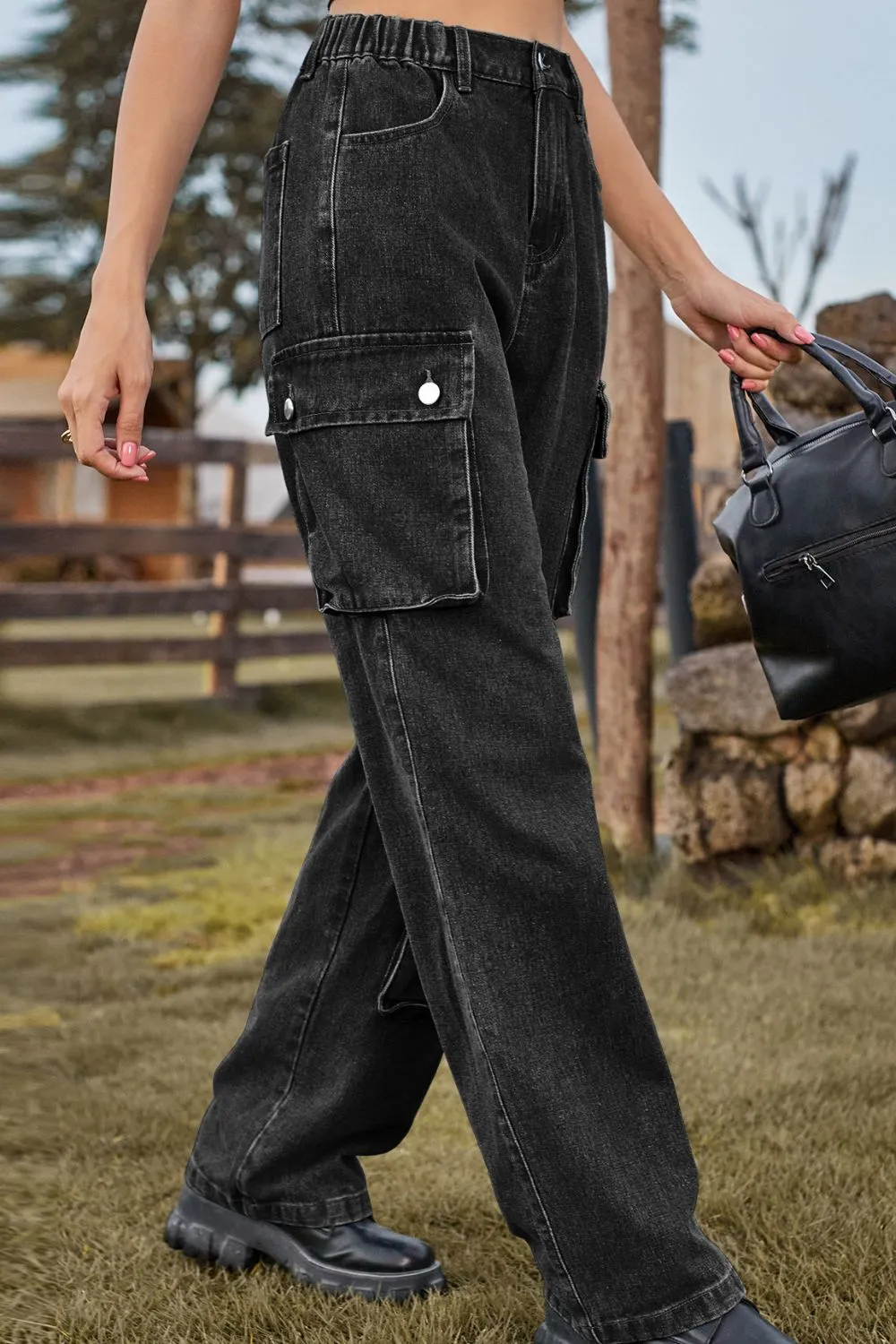 Loose Fit Long Jeans with Pockets, image 21