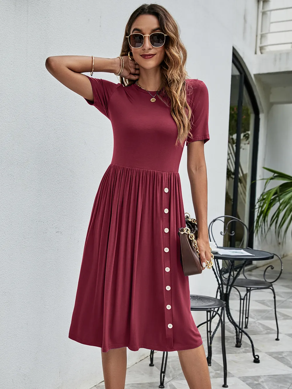 Button Detail Tee Dress with Pockets, image 10