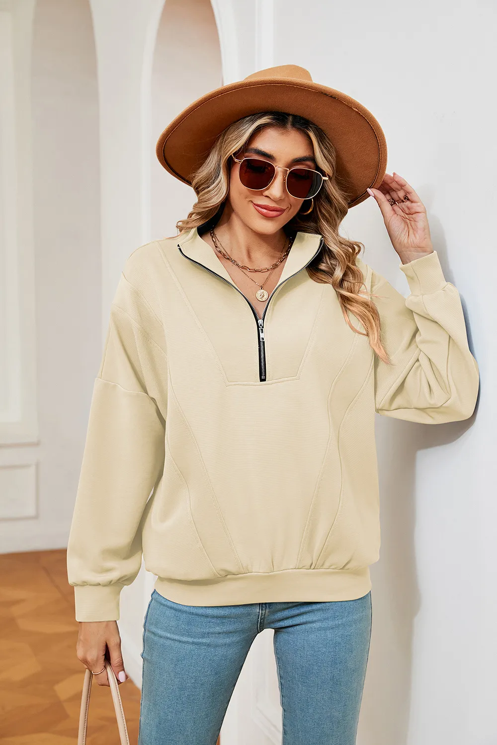 Half-Zip Dropped Shoulder Sweatshirt, image 23