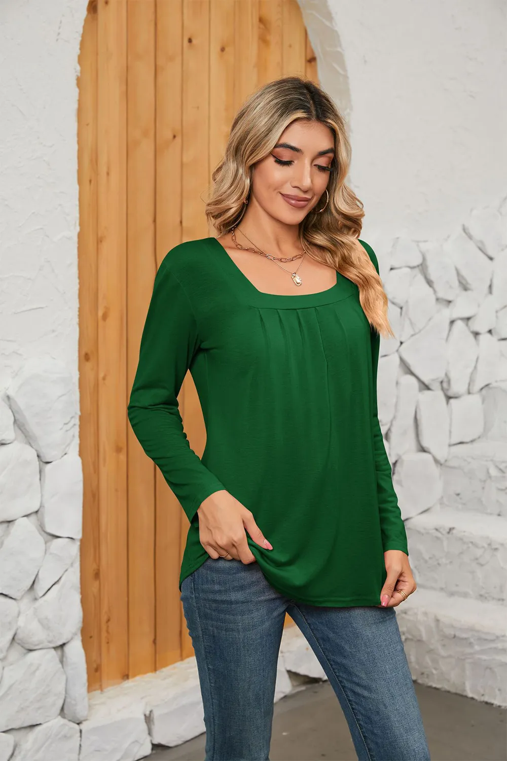 Square Neck Long Sleeve T-Shirt, image 16