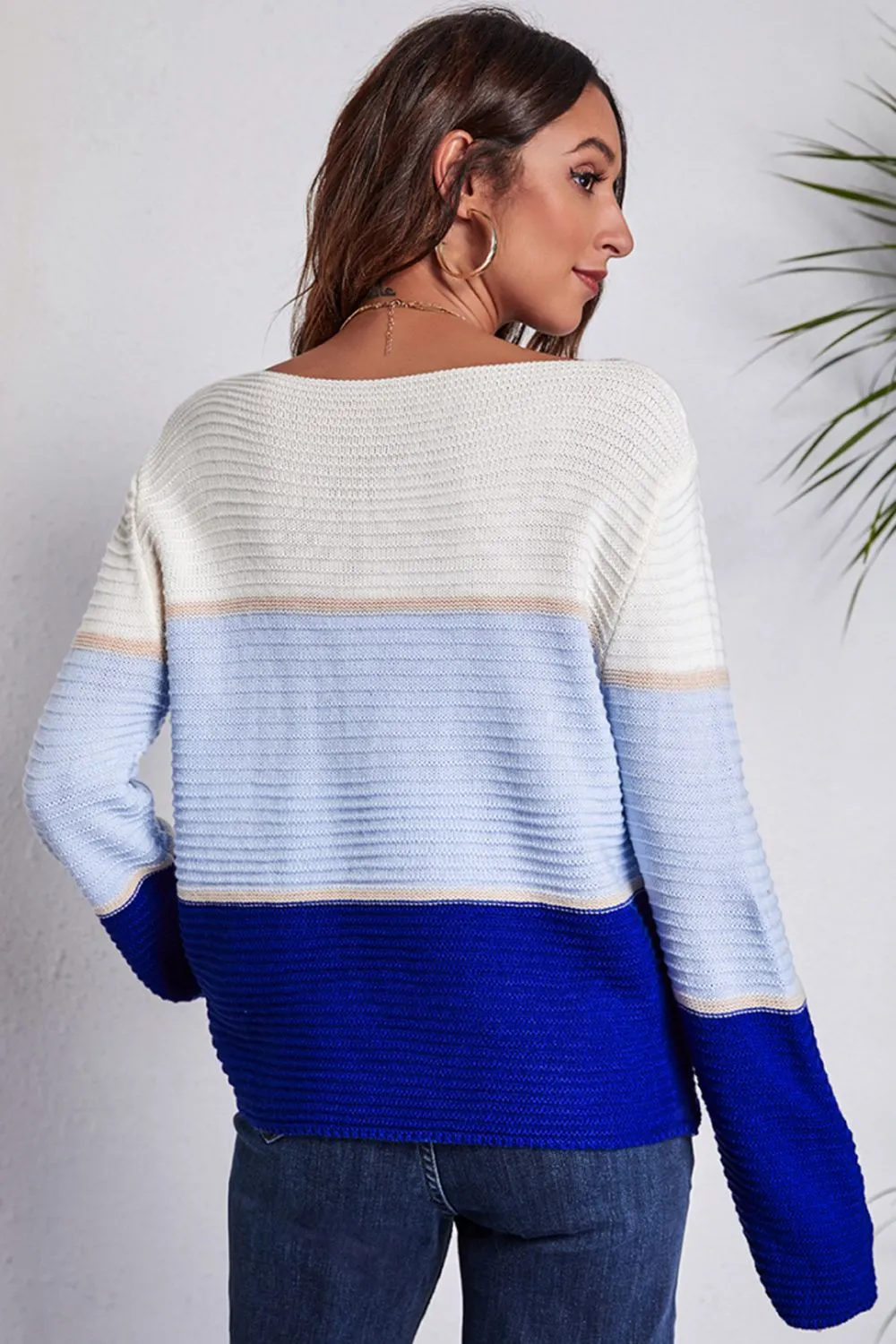 Color Block Horizontal Ribbing Sweater, image 5