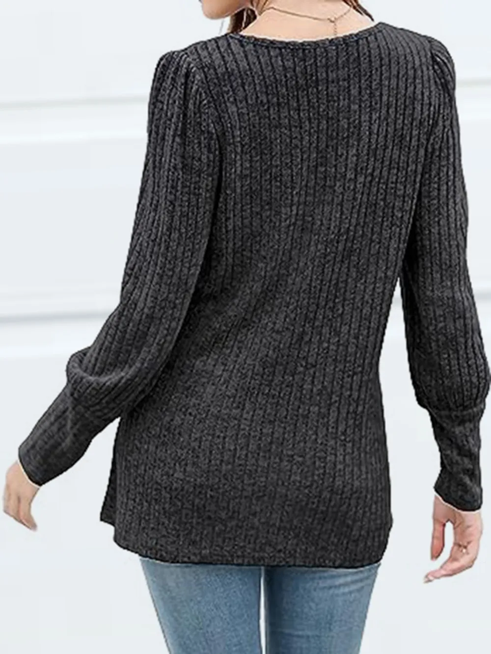 Decorative Button Square Neck Top, image 12