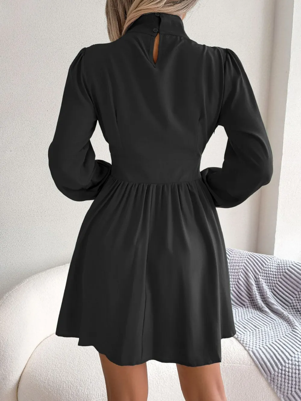 Cutout Turtleneck A-Line Mini Dress, image 8
