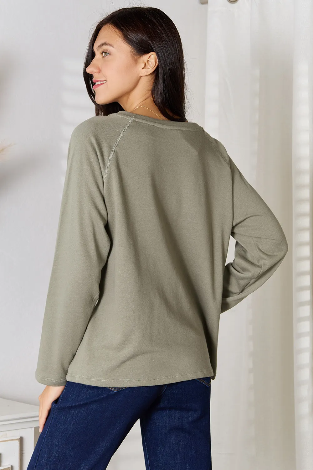 Full Size V-Neck Long Sleeve T-Shirt, image 8