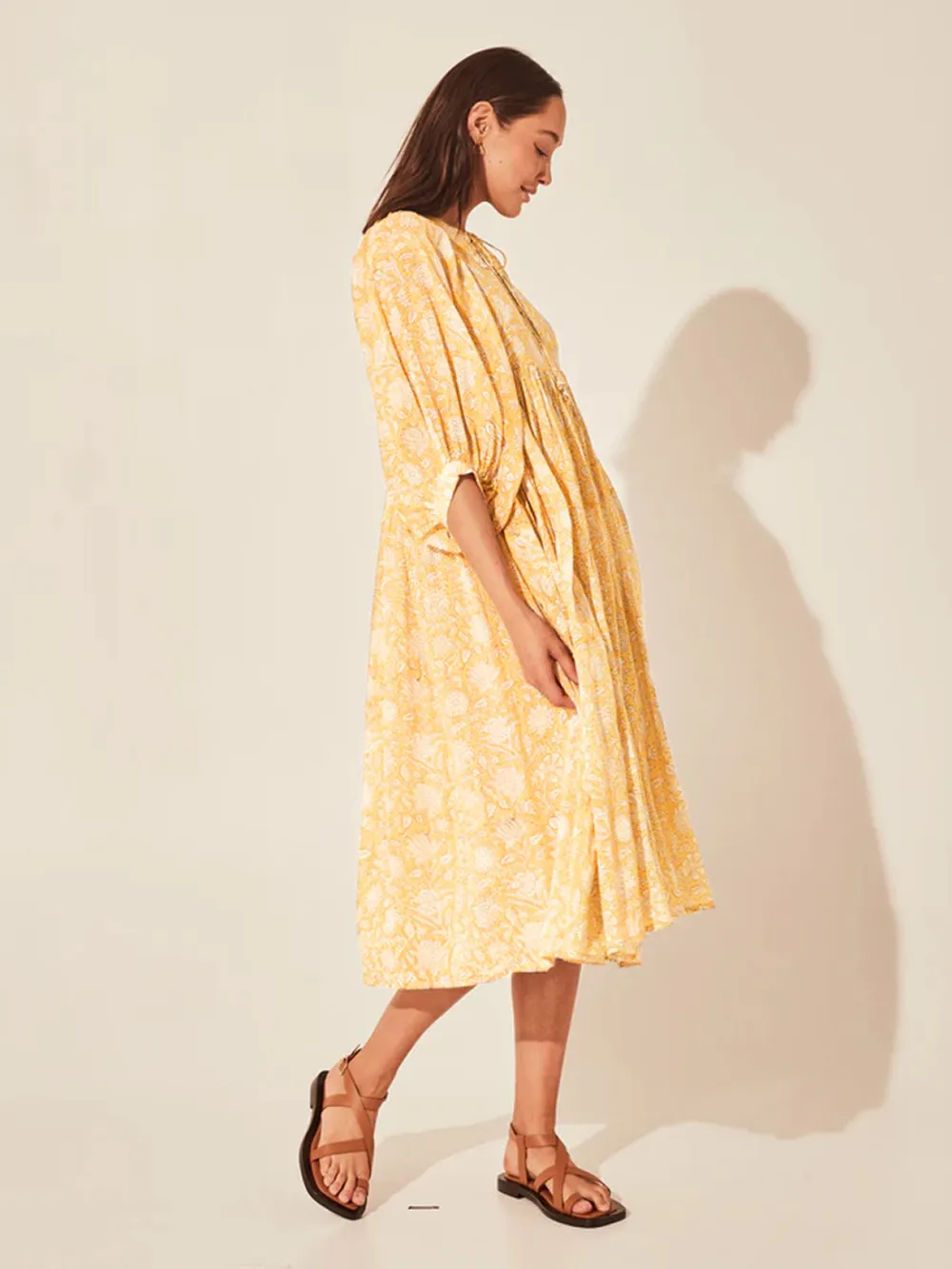 Floral Tie Neck Lantern Sleeve Dress, image 13