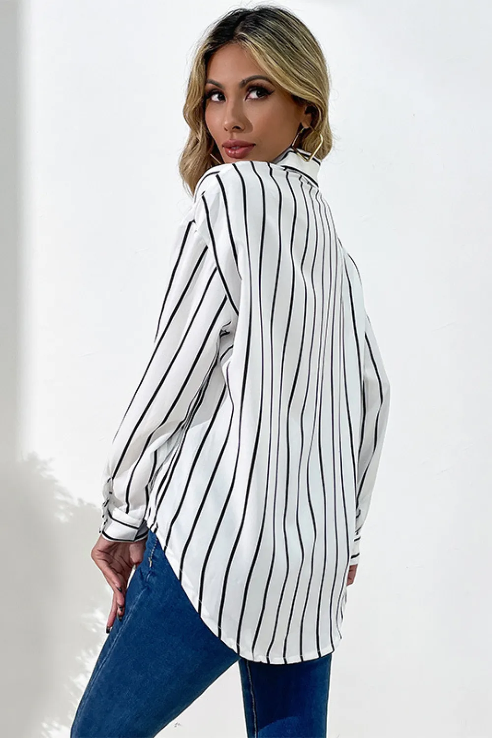 Vertical Stripes Button Down Shirt, image 4