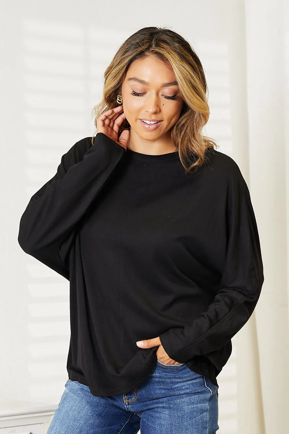 Seam Detail Round Neck Long Sleeve Top, image 15