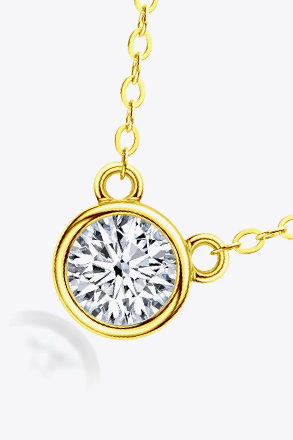 925 Sterling Silver 1 Carat Moissanite Round Pendant Necklace, image 3