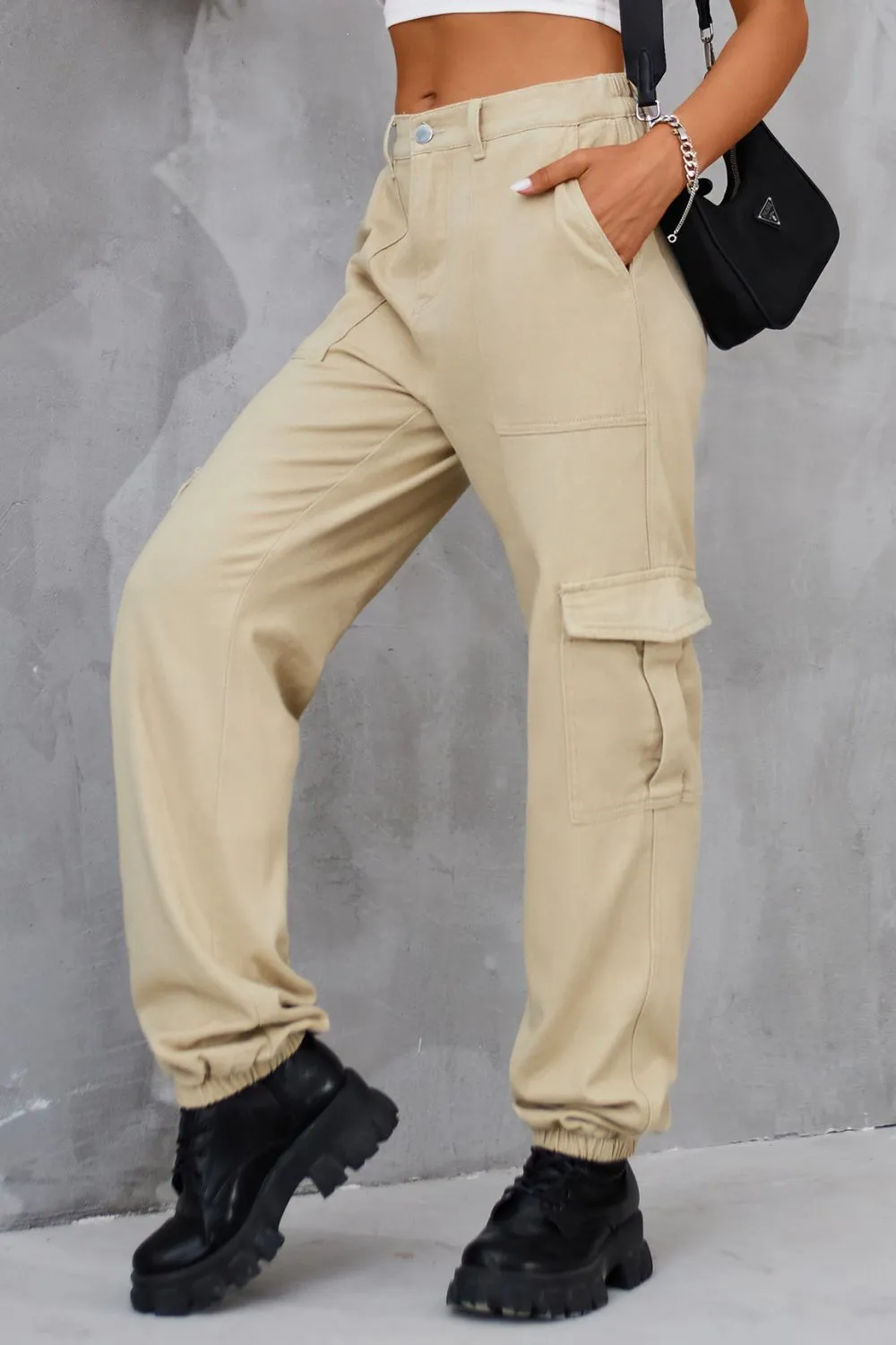 Buttoned High Waist Jeans with Pockets, image 12