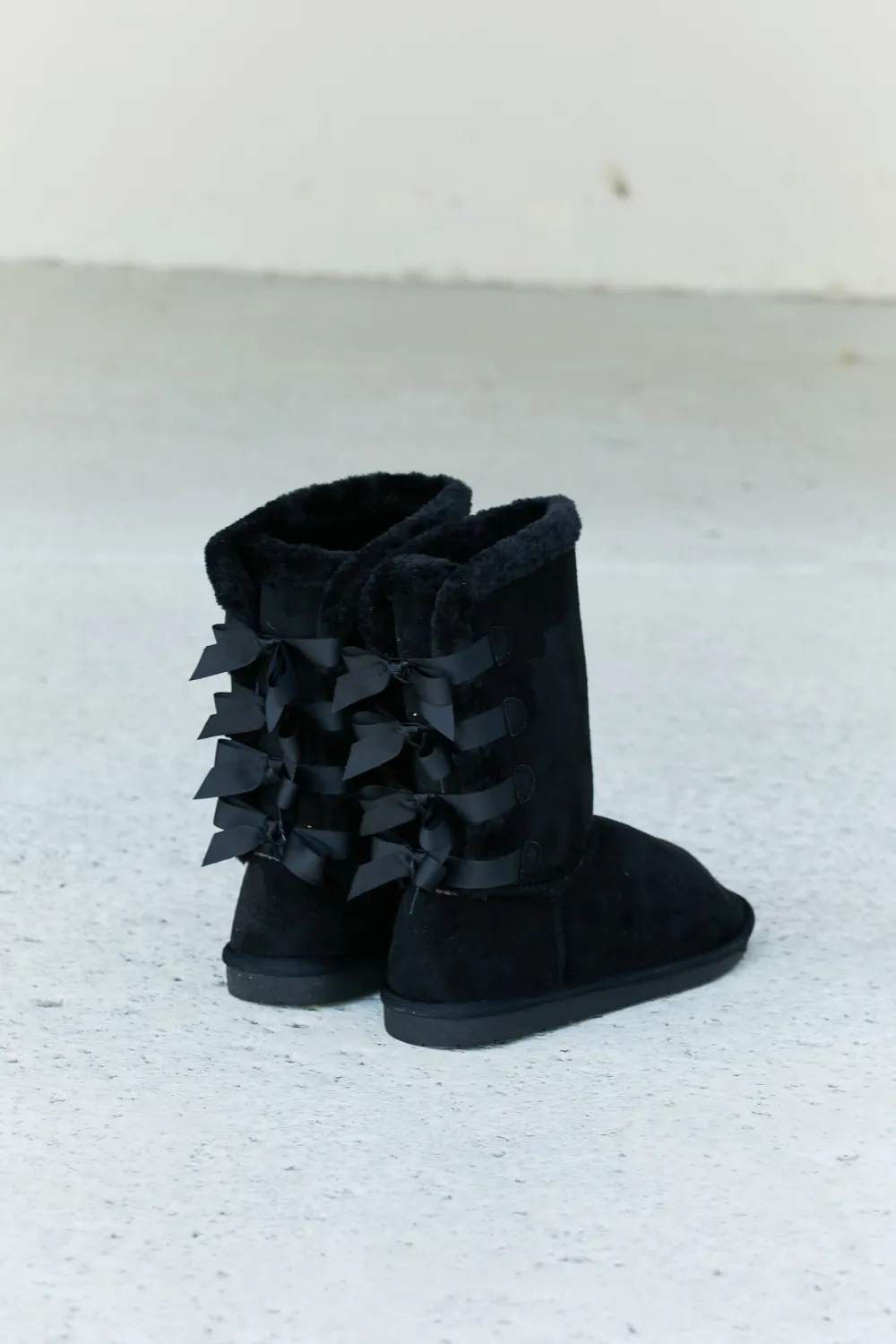Bow Detail Faux Suede Leather Snow Boots, image 4