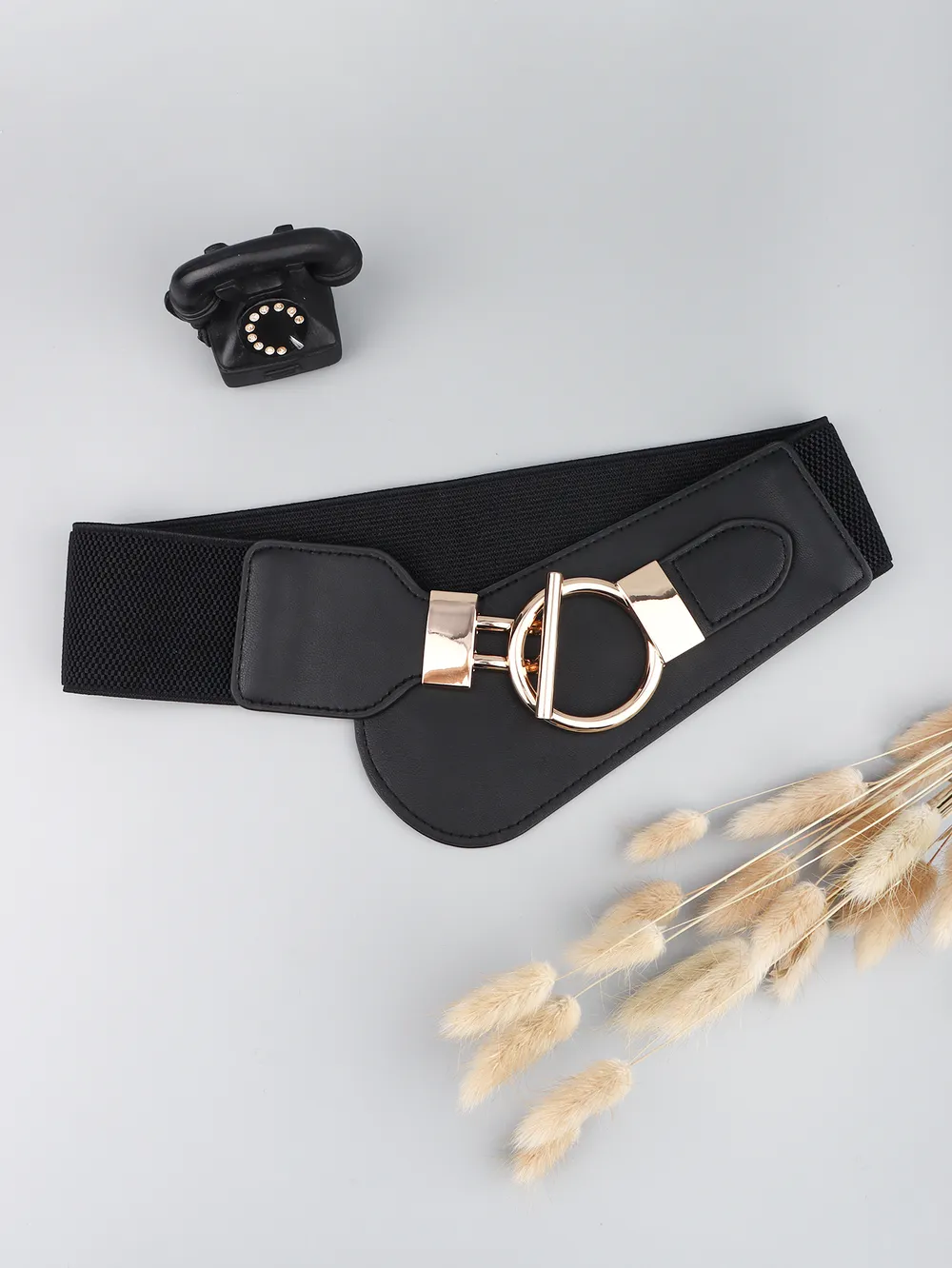 PU Elastic Wide Belt with Alloy Buckle, image 24