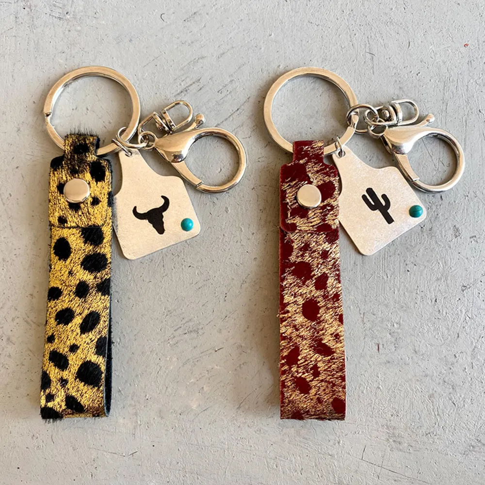 Genuine Leather Alloy Keychain, image 5