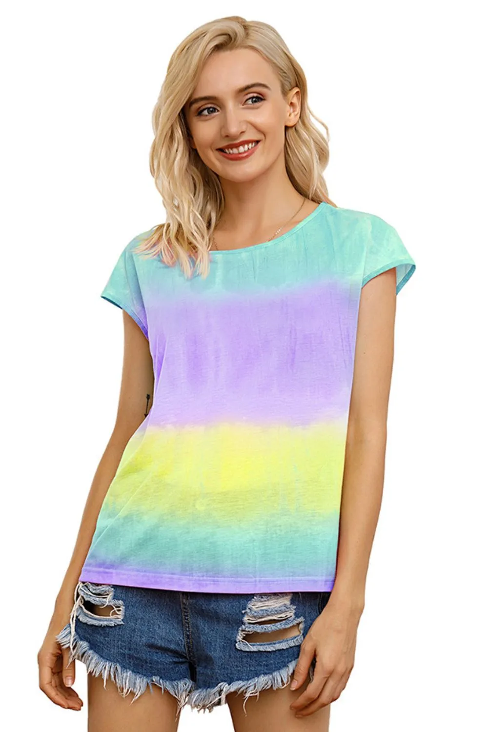 Tie Dye Round Neck Short Sleeve Tee, image 2