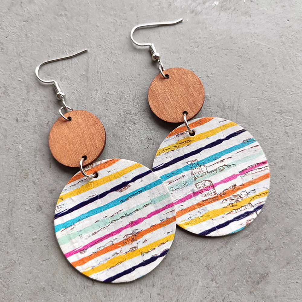 Round Shape Wooden Dangle Earrings, image 3