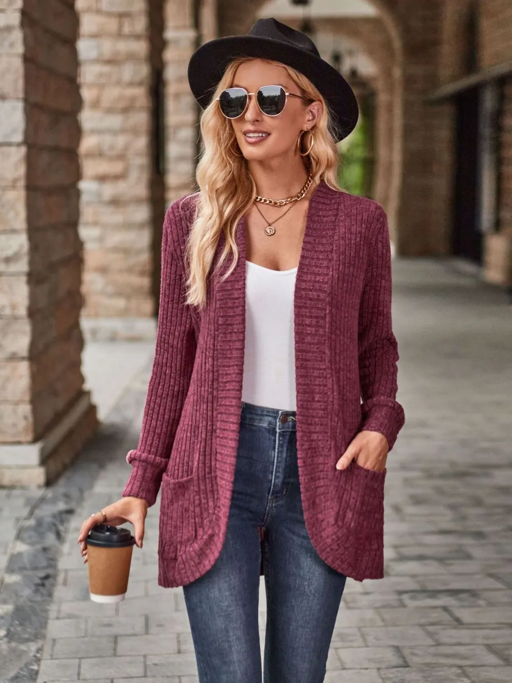 Open Front Cardigan with Pockets, image 13