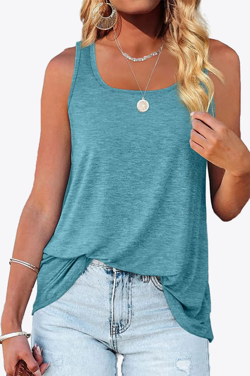 Curved Hem Square Neck Tank, image 16