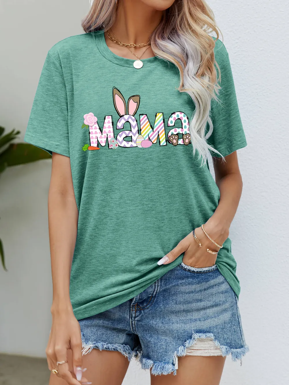Easter MAMA Graphic Round Neck T-Shirt, image 19