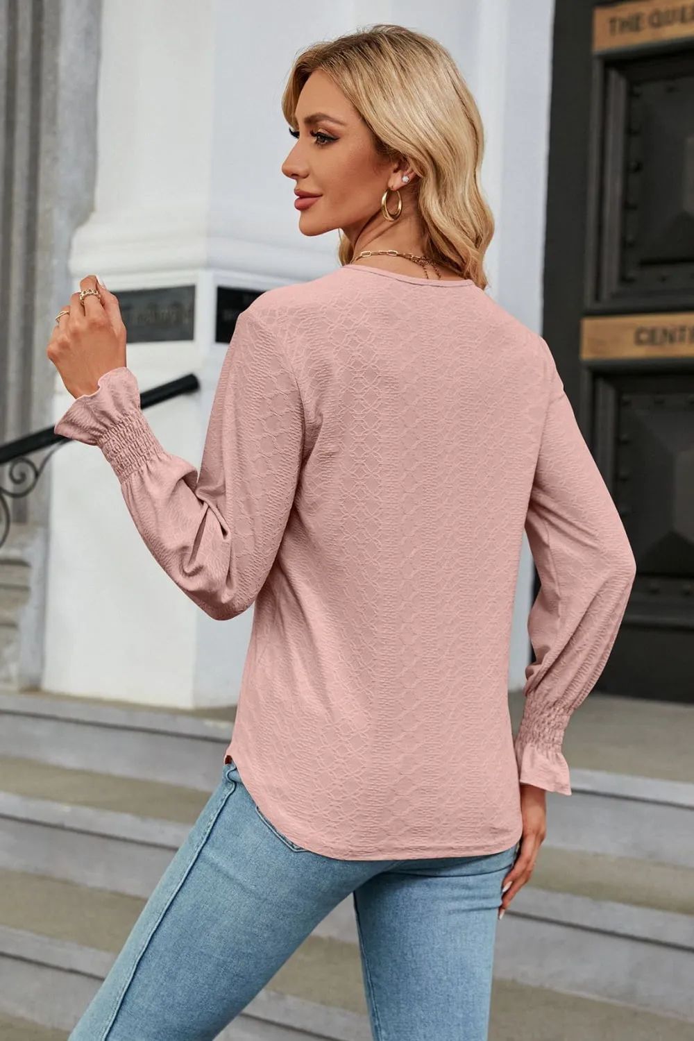 V-Neck Flounce Sleeve Blouse, image 18