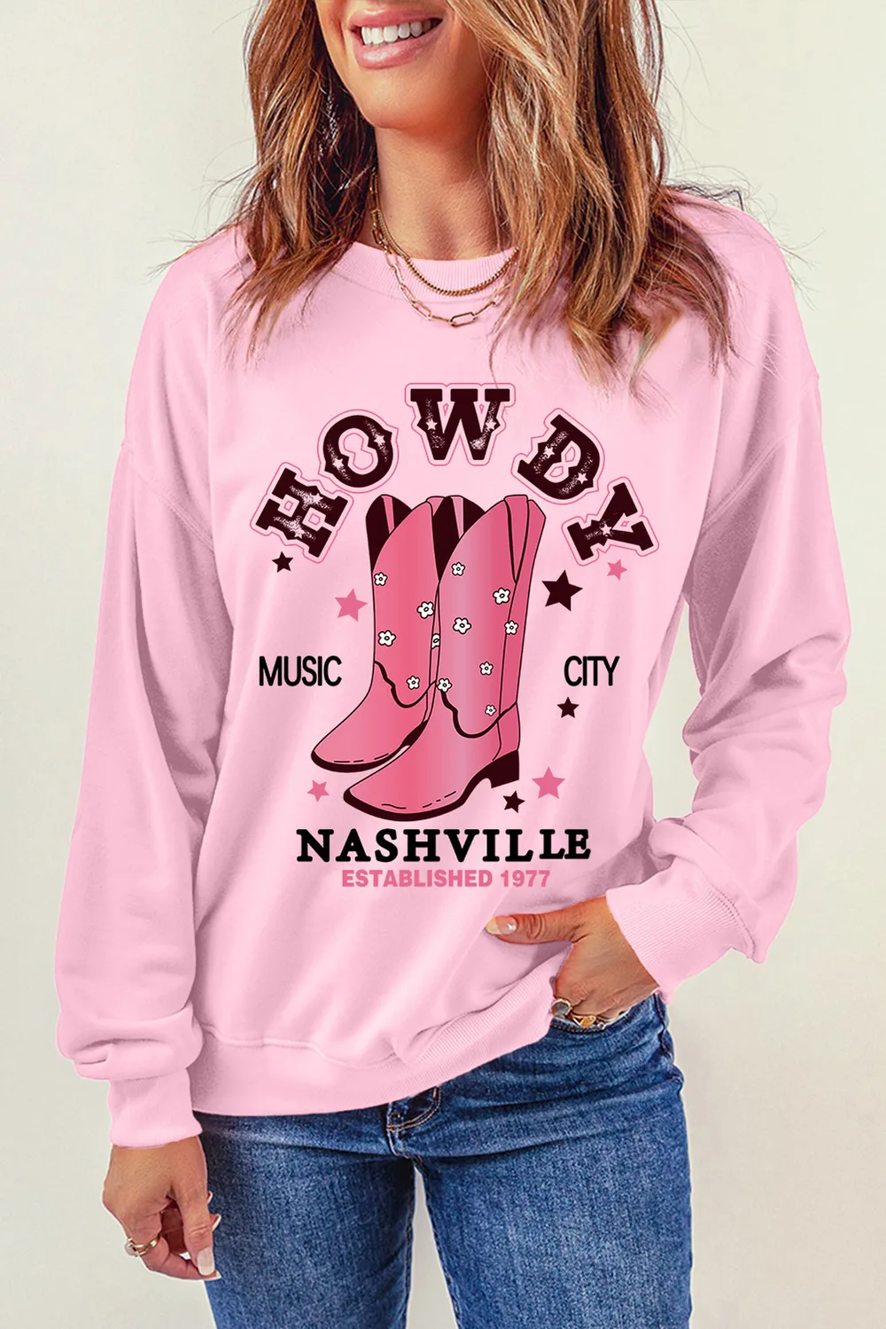 Cowboy Boots Graphic Dropped Shoulder Sweatshirt, image 3