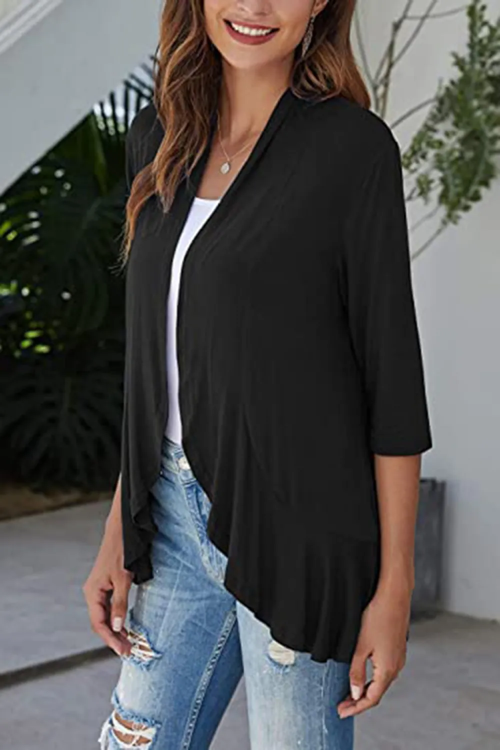 Open Front Ruffle Trim Cardigan, image 16