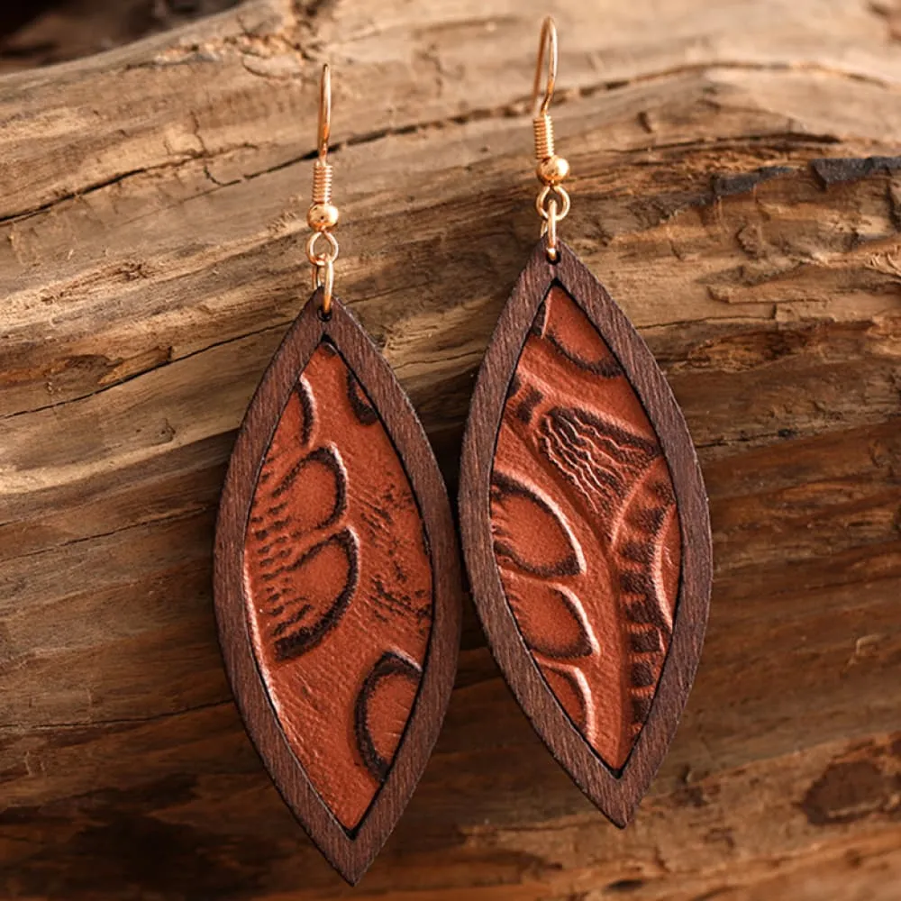 Geometrical Shape Wooden Dangle Earrings, image 7