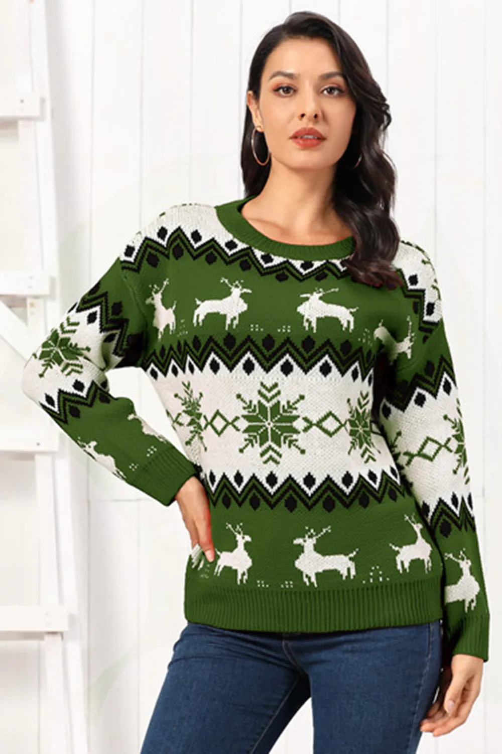 Reindeer Round Neck Sweater, image 6
