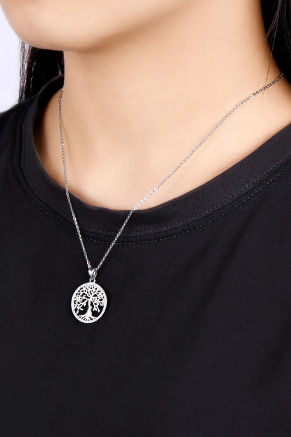 925 Sterling Silver Moissanite Tree Pendant Necklace, image 7