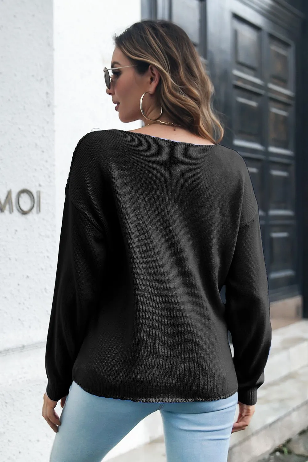 Cable-Knit V-Neck Sweater, image 2