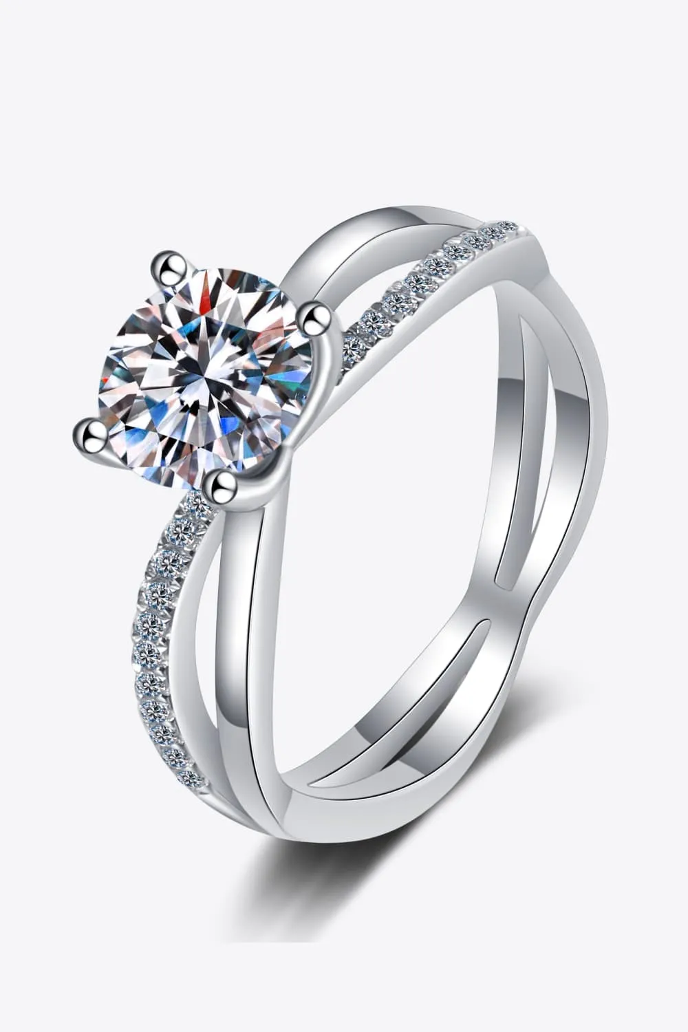 1 Carat Moissanite Crisscross Split Shank Ring, image 6