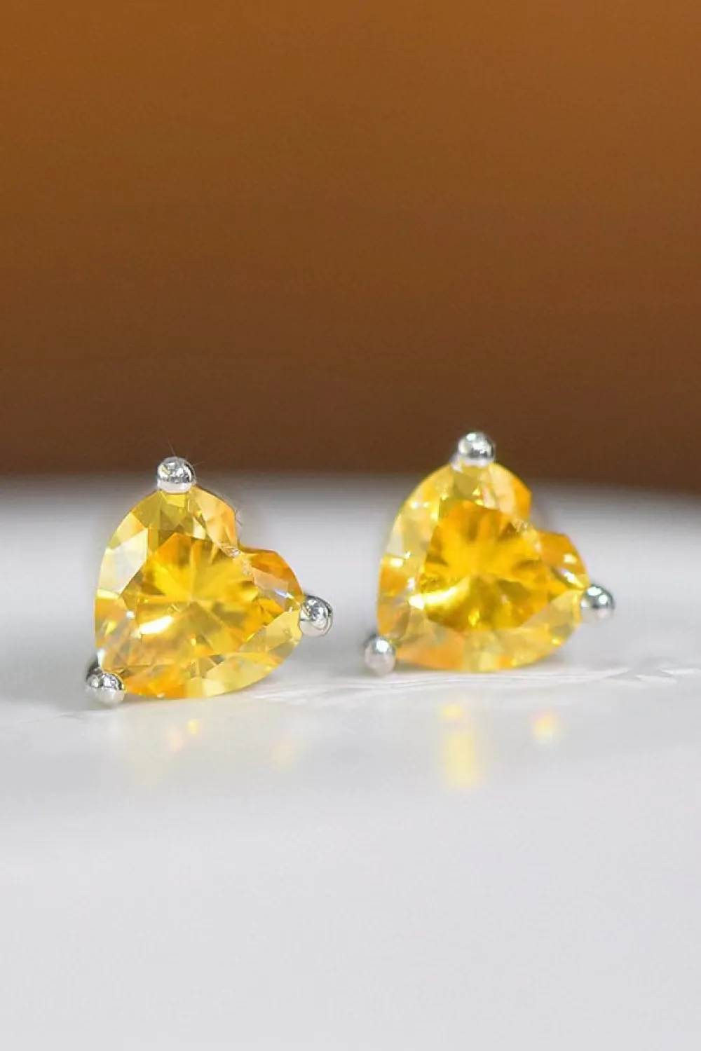 2 Carat Yellow Heart Moissanite Platinum-Plated Earrings, image 2