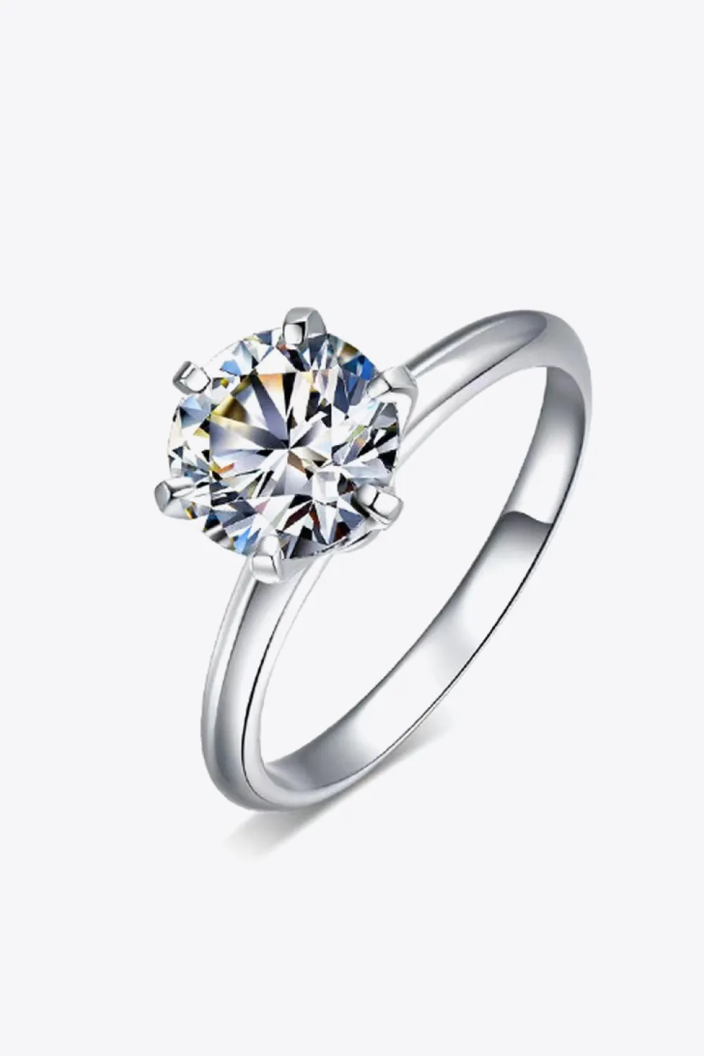 925 Sterling Silver 3 Carat Moissanite 6-Prong Ring, image 6