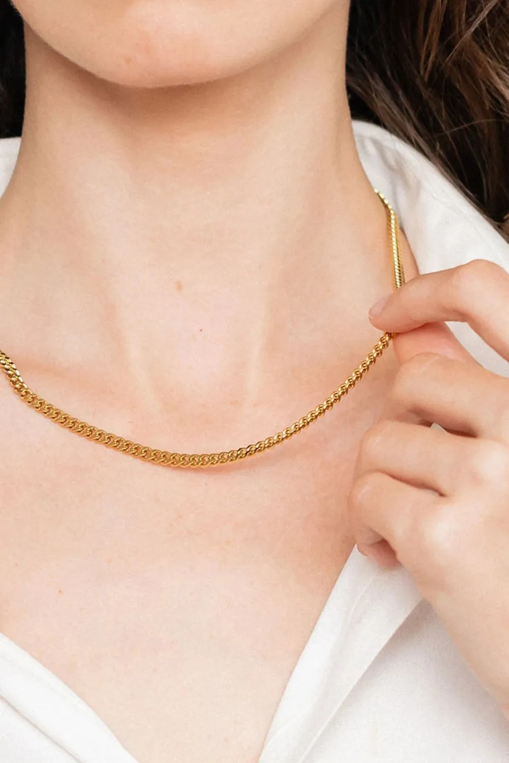18K Gold Plated Curb Chain Necklace, image 4