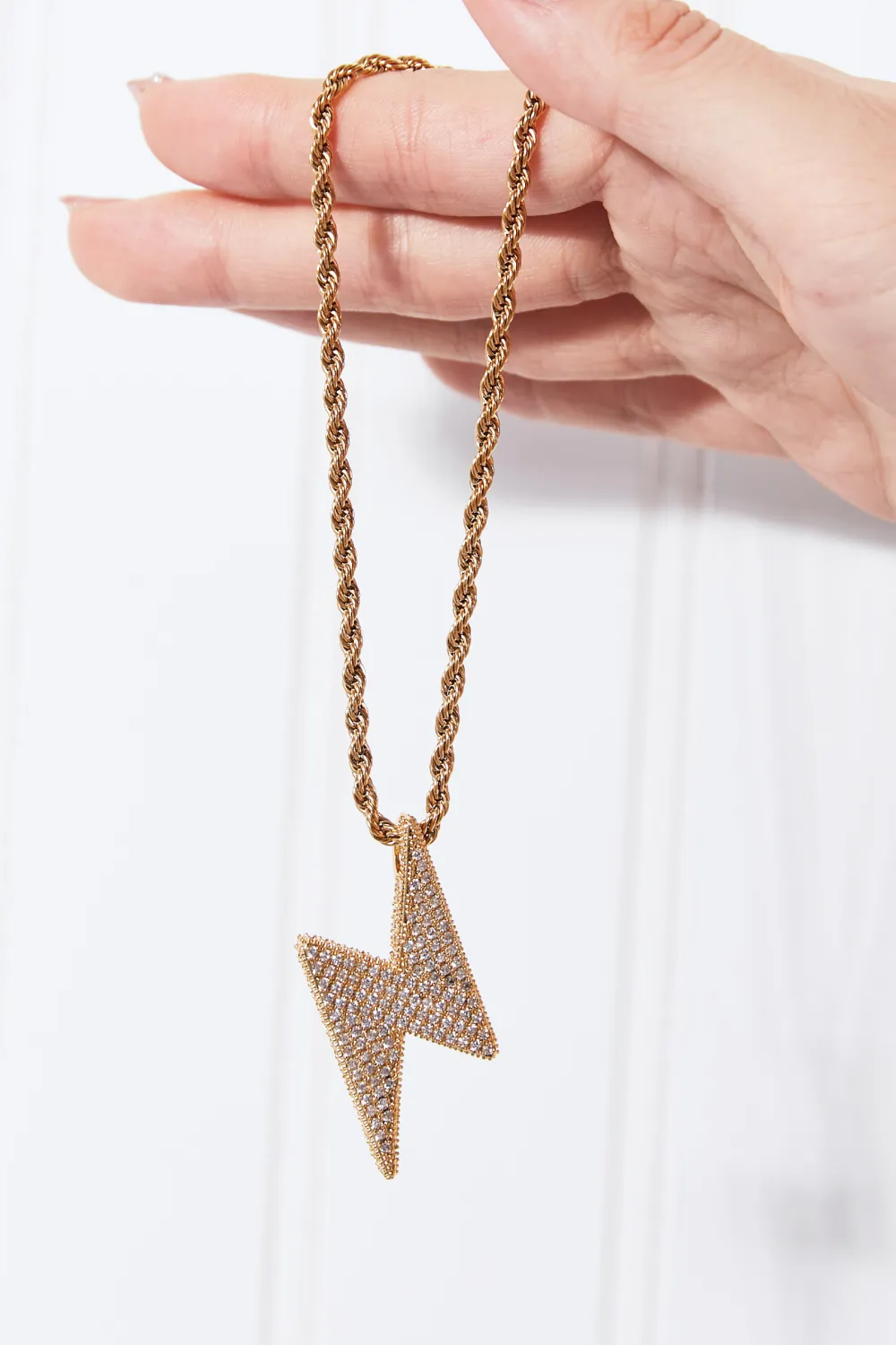 Brass Lightning Pendant Necklace, image 3