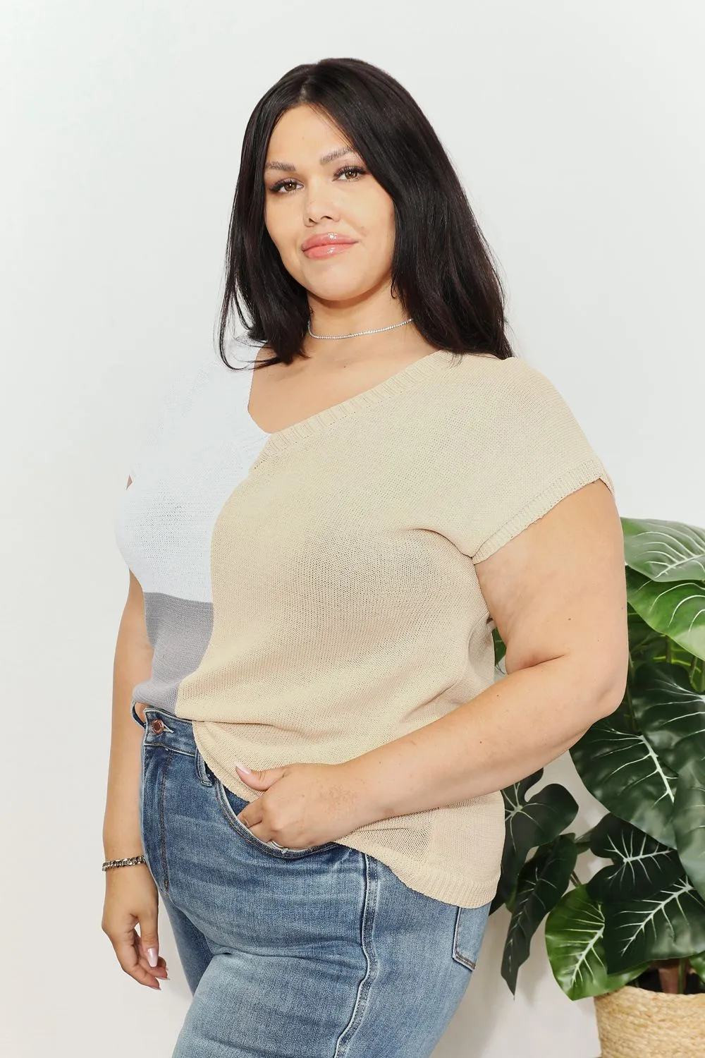 Color Block V-Neck Knit Top, image 29