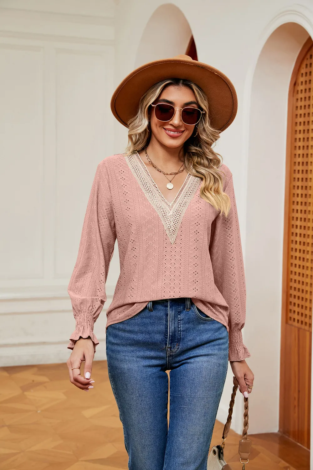 Contrast Flounce Sleeve Blouse, image 12