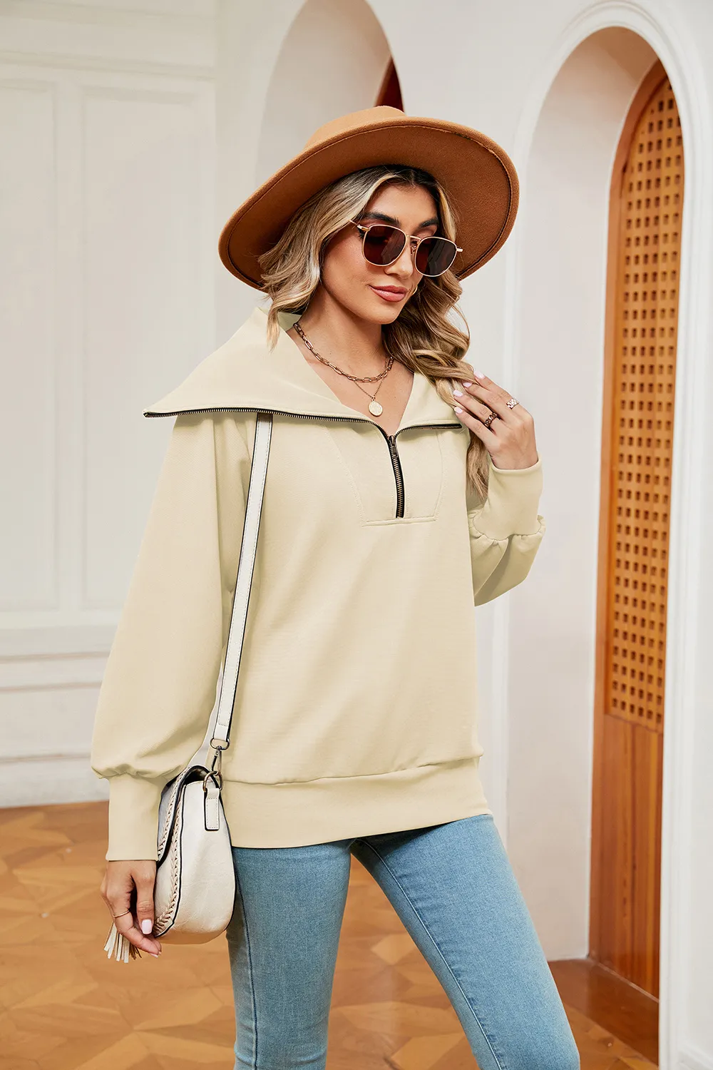 Half-Zip Collared Sweatshirt, image 23