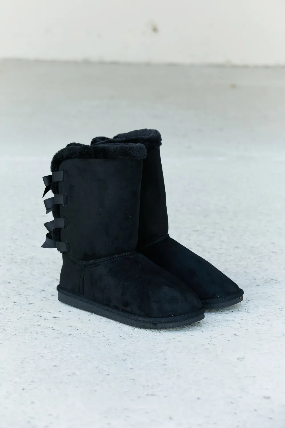 Bow Detail Faux Suede Leather Snow Boots, image 5