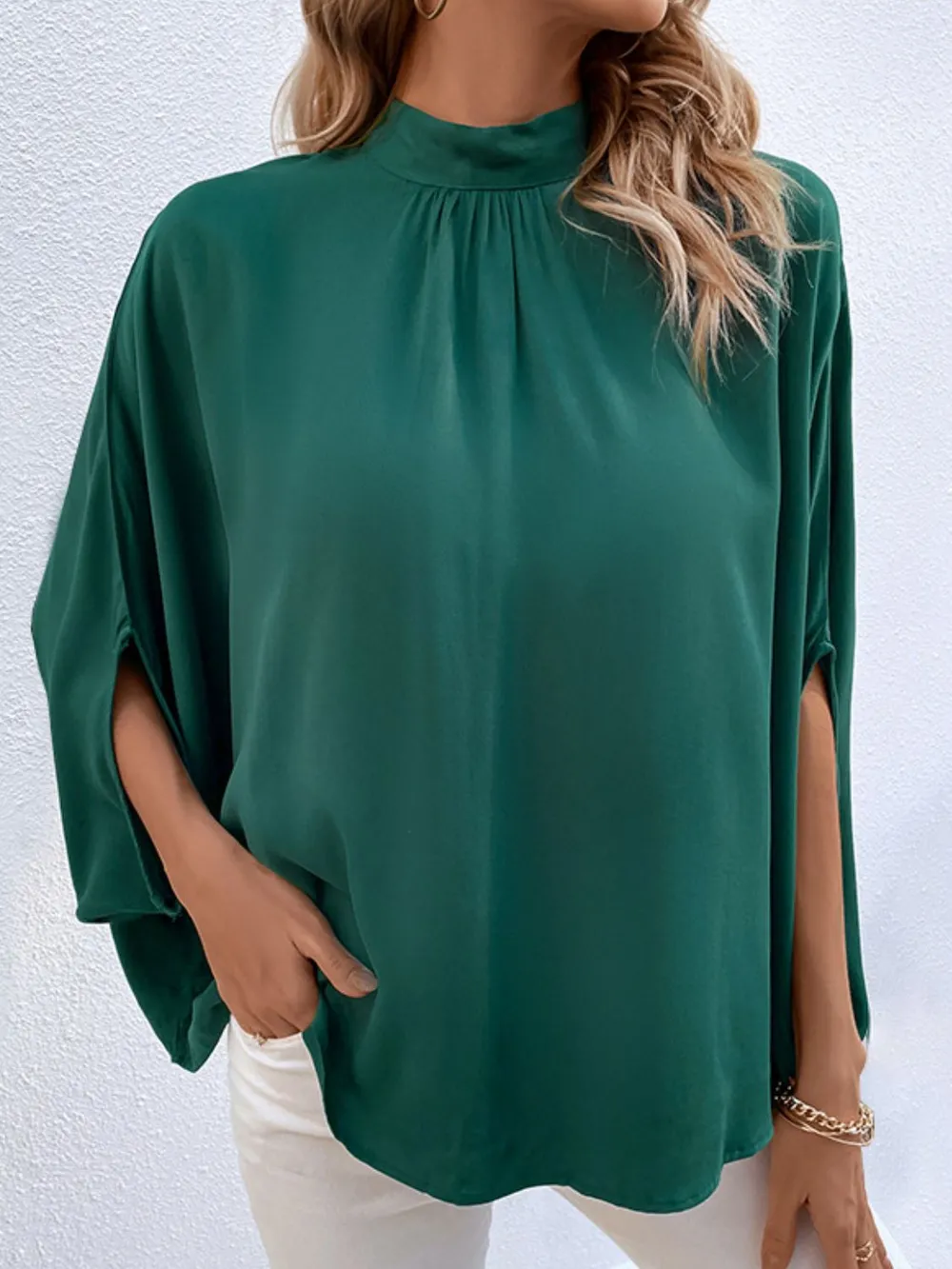 Tie Back Mock Neck Blouse, image 4