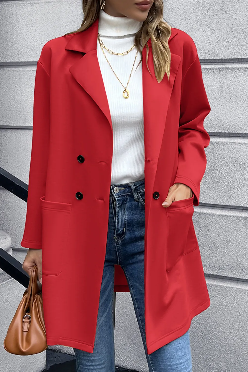 Lapel Collar Long Sleeve Blazer, image 6