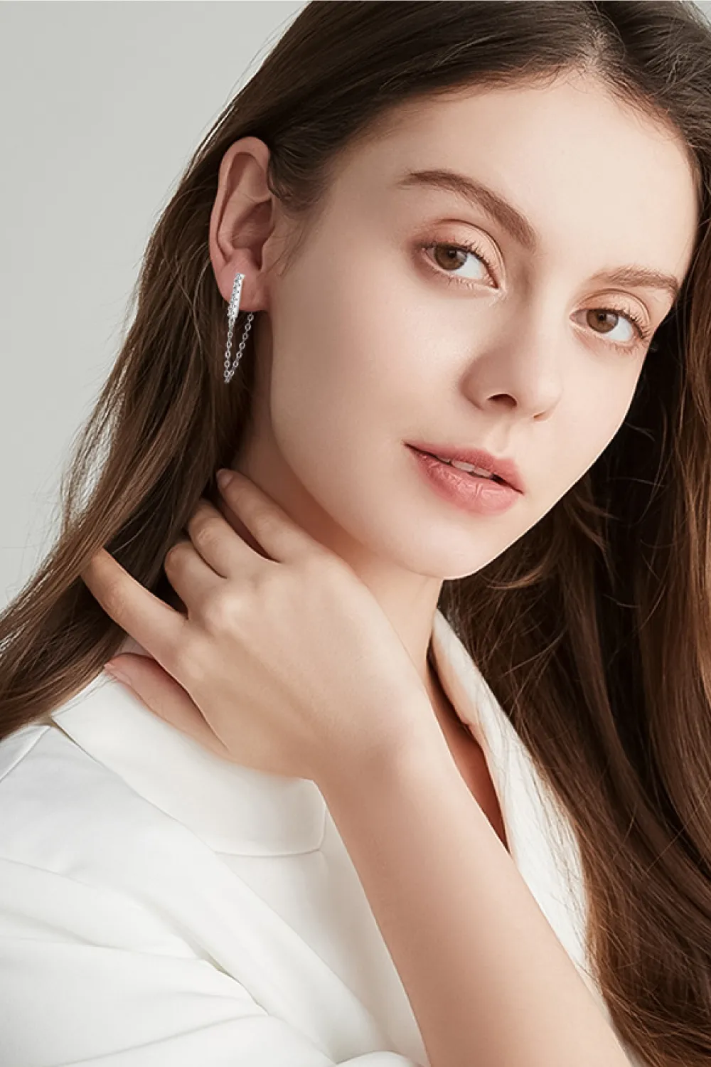 Moissanite 925 Sterling Silver Connected Earrings, image 10