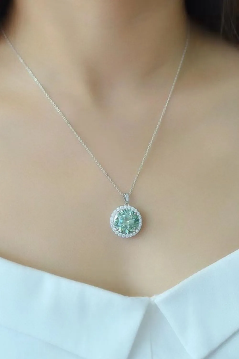 10 Carat Moissanite Pendant Platinum-Plated Necklace, image 4