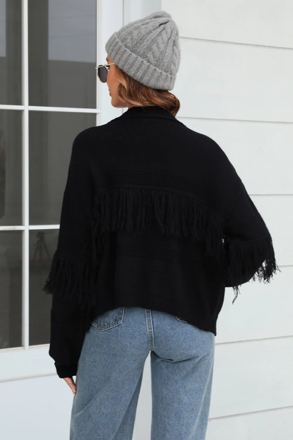 Fringe Trim Open Front Cardigan, image 17