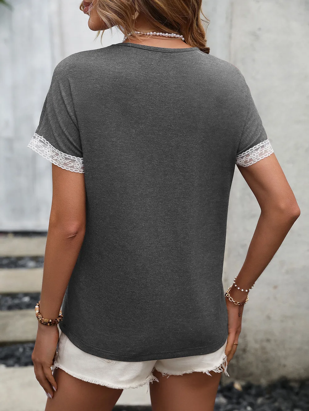 Contrast Round Neck Short Sleeve Tee, image 3