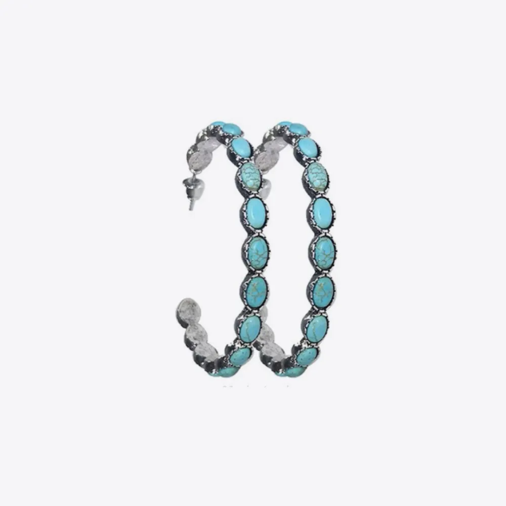 Artificial Turquoise C-Hoop Earrings, image 6