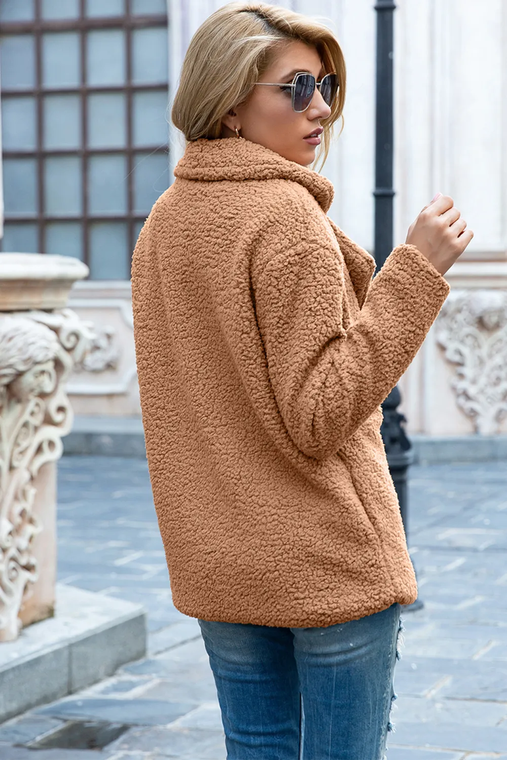 Full Size Lapel Collar Sherpa Coat, image 31