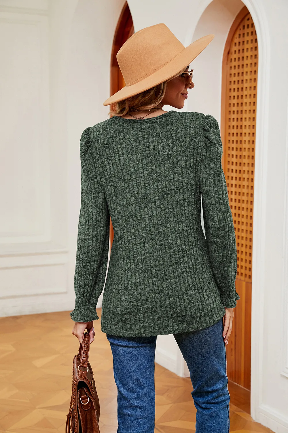 Square Neck Puff Sleeve Top, image 12