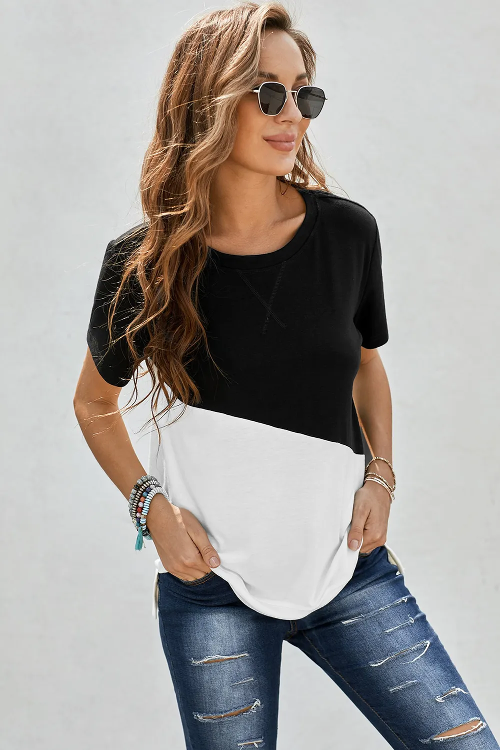 Two-Tone Round Neck Tee, image 5