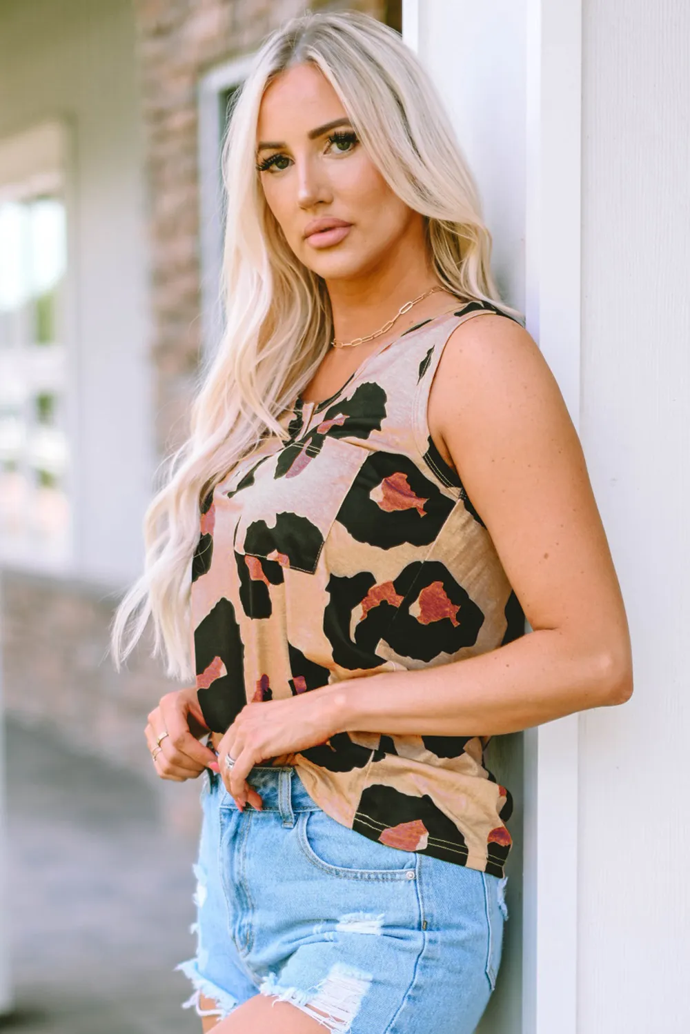 Leopard Print Round Neck Tank, image 4